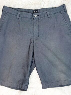 ADIDAS GRAY BLACK MICRO STRIPE FLAT FRONT GOLF CASUAL SHORTS MENS SZ 34